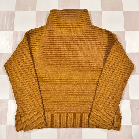 madewell belmont mustard yellow coziest yarn wool blend mockneck sweater - Picture 3 of 7